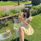Bryanna | Women's Floral V-Neck Yellow Mini Summer Dress