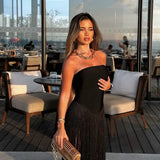 Brynn | Women's Strapless Bandage Fringe Panel Summer Dress