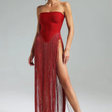 Brynn | Women's Strapless Bandage Fringe Panel Summer Dress