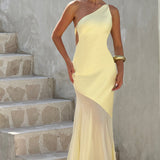 Caprice | Women's Yellow One-Shoulder Maxi Wedding Guest Dress