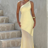 Caprice | Women's Yellow One-Shoulder Maxi Wedding Guest Dress
