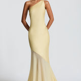 Caprice | Women's Yellow One-Shoulder Maxi Wedding Guest Dress