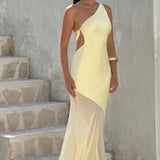 Caprice | Women's Yellow One-Shoulder Maxi Wedding Guest Dress