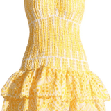 Danica | Women's Yellow Ruffle Mini Vacation Summer Dress