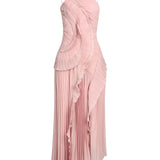 Eliza | Women’s Pleated Ruffled Maxi Wedding Guest Dress