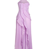 Eliza | Women’s Pleated Ruffled Maxi Wedding Guest Dress