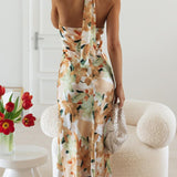 Ember | Women's Floral Halter Open Back Maxi Dress