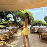 Emberlyn | Women's Yellow Strapless Cut-Out Mini Summer Vacation Dress