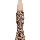 Estelle | Women's High-Neck Sleeveless Backless Ruched Leopard Maxi Dress