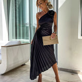 Felicity | Women's One-Shoulder Pleated Maxi Wedding Guest Dress