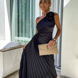 Felicity | Women's One-Shoulder Pleated Maxi Wedding Guest Dress