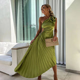 Felicity | Women's One-Shoulder Pleated Maxi Wedding Guest Dress