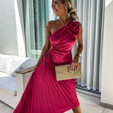 Felicity | Women's One-Shoulder Pleated Maxi Wedding Guest Dress