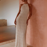 Greta | Women's Backless Sculpted Texture Maxi Summer Dress