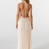 Greta | Women's Backless Sculpted Texture Maxi Summer Dress