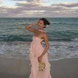 Imogen | Women's Strapless Ruffled Maxi Wedding Guest Dress