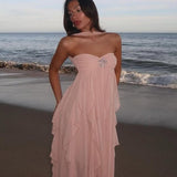 Imogen | Women's Strapless Ruffled Maxi Wedding Guest Dress