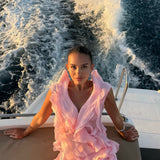 Jazlyn | Women's V-Neck Off-Shoulder Ruffled Mini Summer Dress