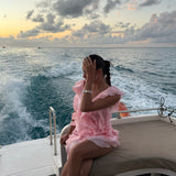 Jazlyn | Women's V-Neck Off-Shoulder Ruffled Mini Summer Dress
