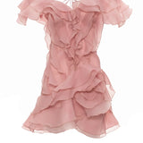 Jazlyn | Women's V-Neck Off-Shoulder Ruffled Mini Summer Dress