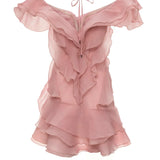 Jazlyn | Women's V-Neck Off-Shoulder Ruffled Mini Summer Dress