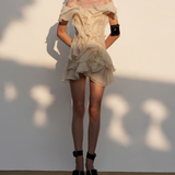 Jazlyn | Women's V-Neck Off-Shoulder Ruffled Mini Summer Dress