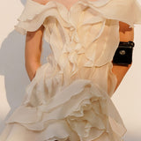 Jazlyn | Women's V-Neck Off-Shoulder Ruffled Mini Summer Dress