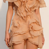 Jazlyn | Women's V-Neck Off-Shoulder Ruffled Mini Summer Dress