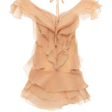 Jazlyn | Women's V-Neck Off-Shoulder Ruffled Mini Summer Dress