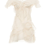 Jazlyn | Women's V-Neck Off-Shoulder Ruffled Mini Summer Dress
