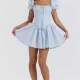 Kailey | Women's Blue Embroidered Corset Mini Summer Dress