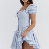 Kailey | Women's Blue Embroidered Corset Mini Summer Dress
