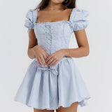 Kailey | Women's Blue Embroidered Corset Mini Summer Dress