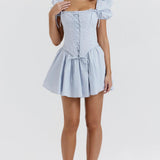 Kailey | Women's Blue Embroidered Corset Mini Summer Dress