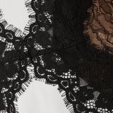 Kaira | Women's Black & White High-Neck Halter Backless Lace Maxi Dress