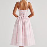 Kaydence | Women's Sleeveless Square-Neckline Gingham Midi Dress