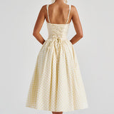 Kaydence | Women's Sleeveless Square-Neckline Gingham Midi Dress