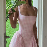Kaydence | Women's Sleeveless Square-Neckline Gingham Midi Dress
