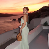 Kaylani | Women's Green Butterfly Cut-Out Maxi Wedding Guest Dress