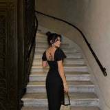 Keira | Women's Square-Neck Shoulder-Drape Bodycon Maxi Dress