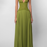 Kenley | Women's Pleated Corset Maxi Wedding Guest Dress