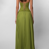 Kenley | Women's Pleated Corset Maxi Wedding Guest Dress
