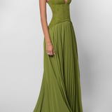 Kenley | Women's Pleated Corset Maxi Wedding Guest Dress