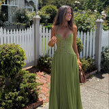 Kenley | Women's Pleated Corset Maxi Wedding Guest Dress