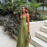 Kenley | Women's Pleated Corset Maxi Wedding Guest Dress