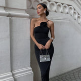 Kennedy | Women's Black Sleeveless Sophisticated Floral Maxi Dress