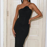 Kennedy | Women's Black Sleeveless Sophisticated Floral Maxi Dress