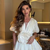 Kensley | Women's Pleated Mini Cocktail Dress with Floral Detail