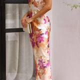 Linnea | Women's Floral Strapless Maxi Wedding Guest Dress