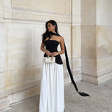 Lucinda | Women's Strapless Maxi Wedding Guest Dress with Scarf